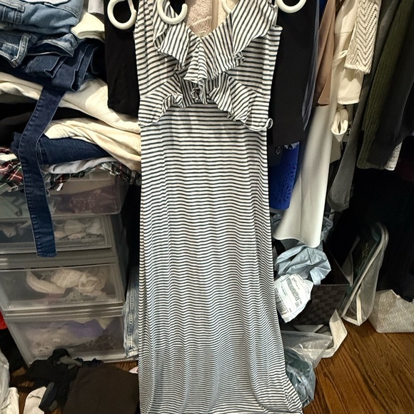 Max Studio Navy and White Striped Maxi Dress - Picture 1 of 3